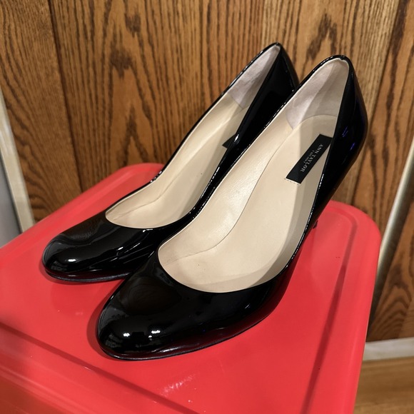 Ann Taylor Patent Leather Black High Heels Size 9 1/2 M Preowned Pumps Round Toe - Picture 4 of 14